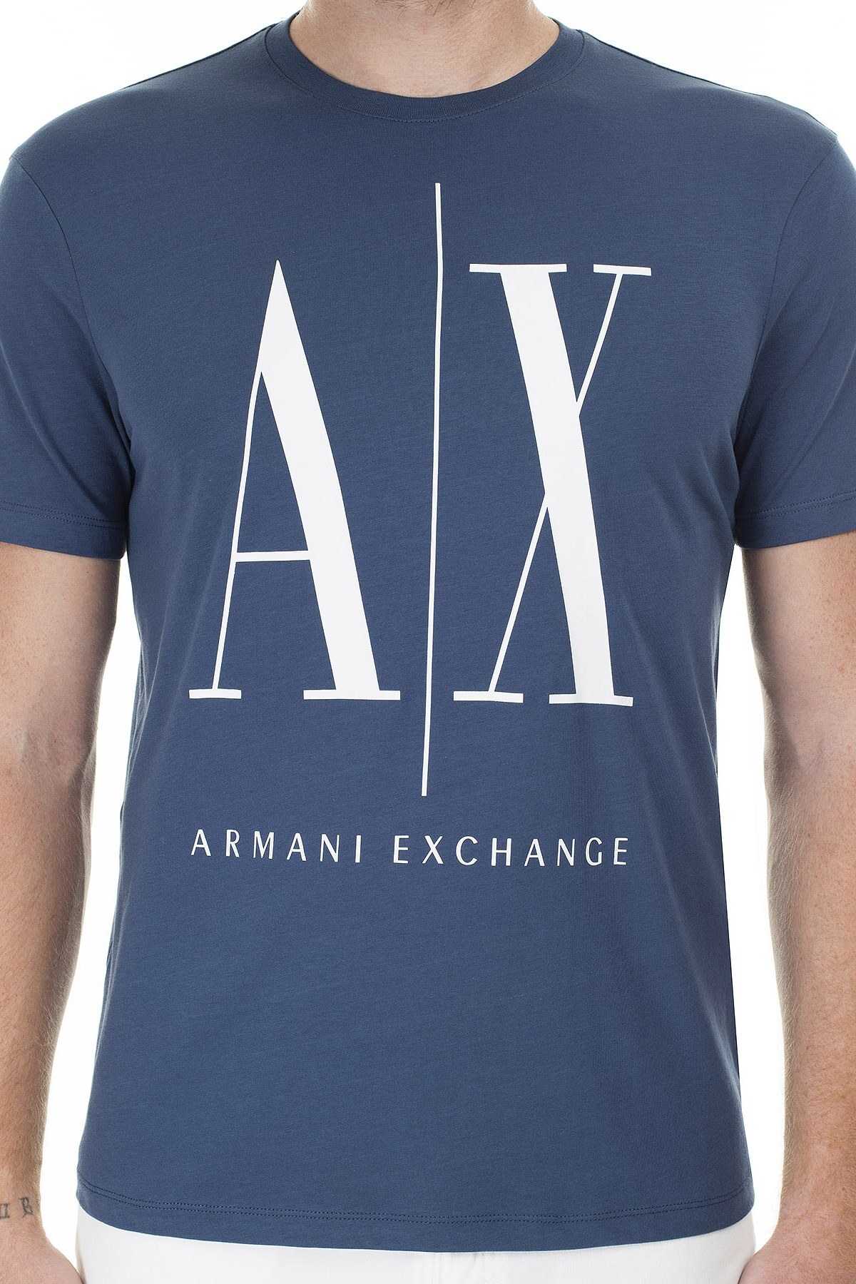 Armani Exchange Logo Baskılı Bisiklet Yaka Erkek T Shirt 8NZTPA ZJH4Z 1575 PETROL
