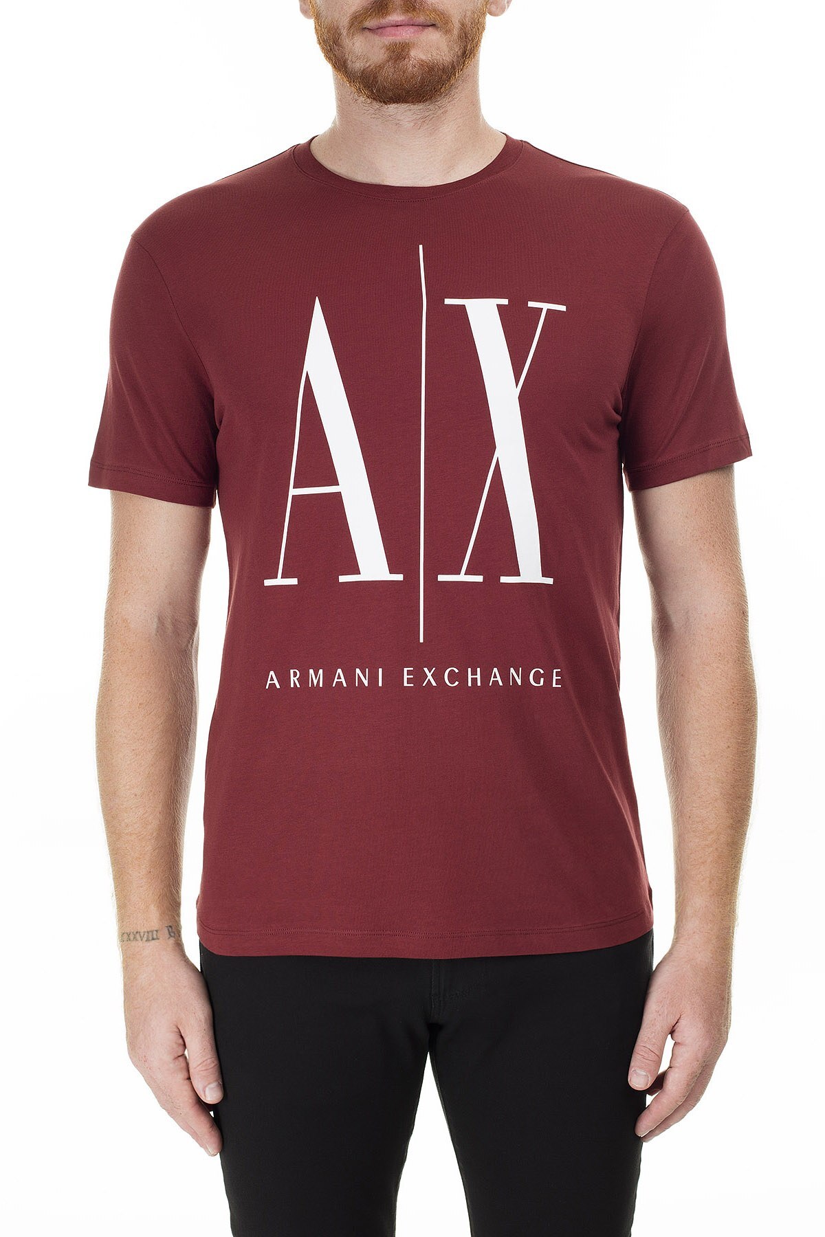Armani Exchange Logo Baskılı Bisiklet Yaka Erkek T Shirt 8NZTPA ZJH4Z 1701 KİREMİT