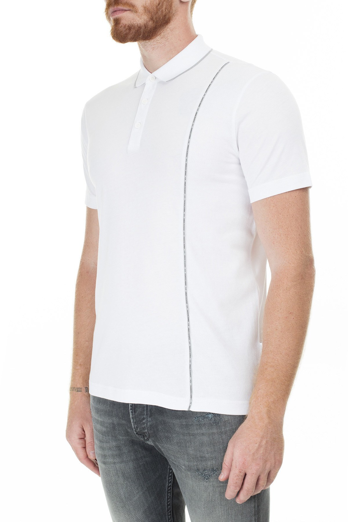 Armani Exchange Logo Baskılı Regular Fit Düğmeli T Shirt Erkek Polo 3HZFGA ZJH4Z 1100 BEYAZ