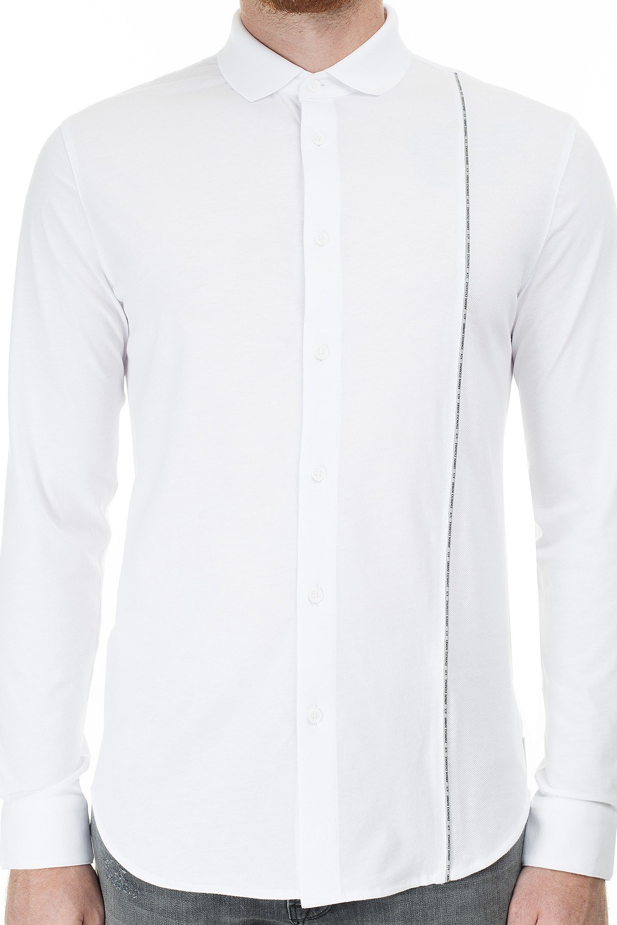 Armani Exchange Logo Baskılı Şerit Regular Fit Uzun Kollu Erkek Gömlek 3HZCGA ZJH4Z 1100 BEYAZ