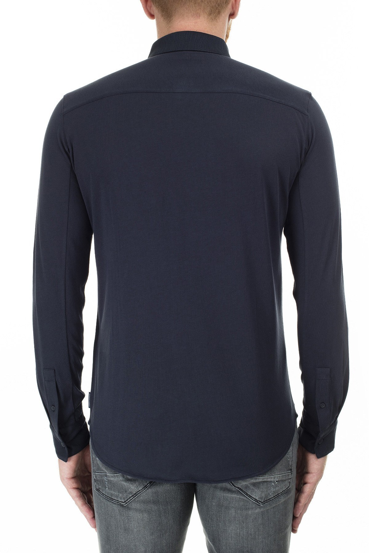 Armani Exchange Logo Baskılı Şerit Regular Fit Uzun Kollu Erkek Gömlek 3HZCGA ZJH4Z 1510 LACİVERT