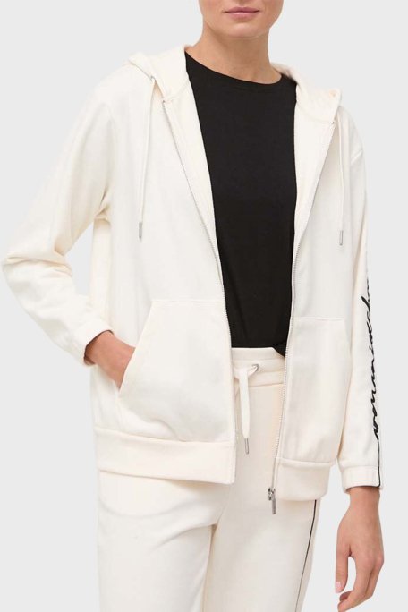 Armani Exchange Logo Yazılı Fermuarlı Kapüşonlu Regular Fit Bayan Sweat 6RYM71 YJBRZ 1130 BEYAZ - 1