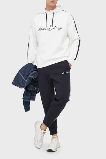Armani Exchange Logo Yazılı Pamuklu Kapüşonlu Regular Fit Erkek Sweat 6RZMLD ZJZGZ 1116 BEYAZ - 3