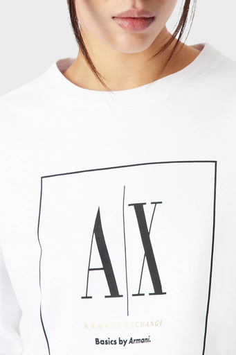 Armani Exchange Logolu % 100 Pamuk Bisiklet Yaka Regular Fit Bayan Sweat 3RYM89 YJDVZ 1000 BEYAZ - 3