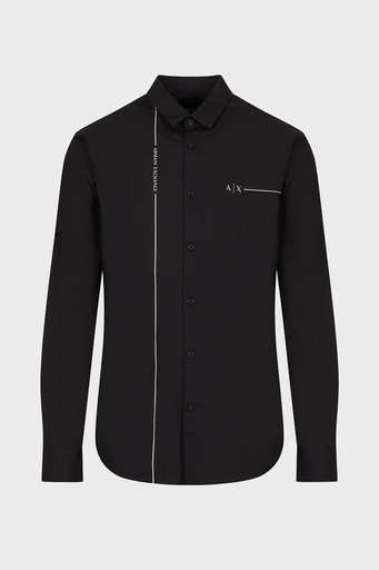 Armani Exchange Logolu % 100 Pamuk Regular Fit Erkek Gömlek 3RZC01 ZNXLZ 1200 SİYAH - 4