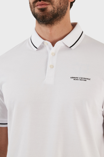 Armani Exchange Logolu % 100 Pamuk Slim Fit Polo T Shirt Erkek Polo Yaka T Shirt 8NZFFM ZJ5DZ 1100 BEYAZ - 16