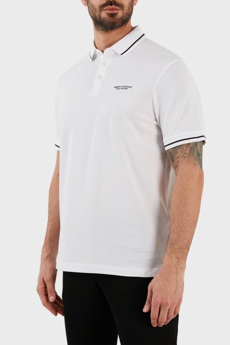 Armani Exchange Logolu % 100 Pamuk Slim Fit Polo T Shirt Erkek Polo Yaka T Shirt 8NZFFM ZJ5DZ 1100 BEYAZ - 3