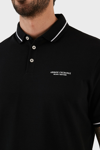 Armani Exchange Logolu % 100 Pamuk Slim Fit Erkek Polo T Shirt 8NZFFM ZJ5DZ 1200 SİYAH - 3
