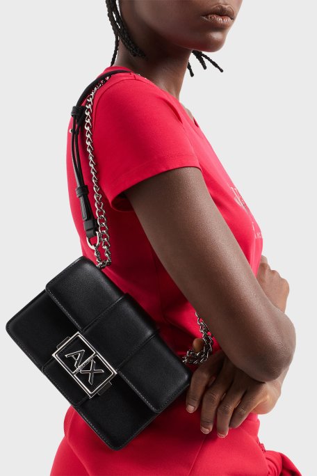 Armani Exchange Logolu Ayarlanabilir Zincir Askılı Bayan Çanta XW000071 AF12039 UC001 SİYAH - 2