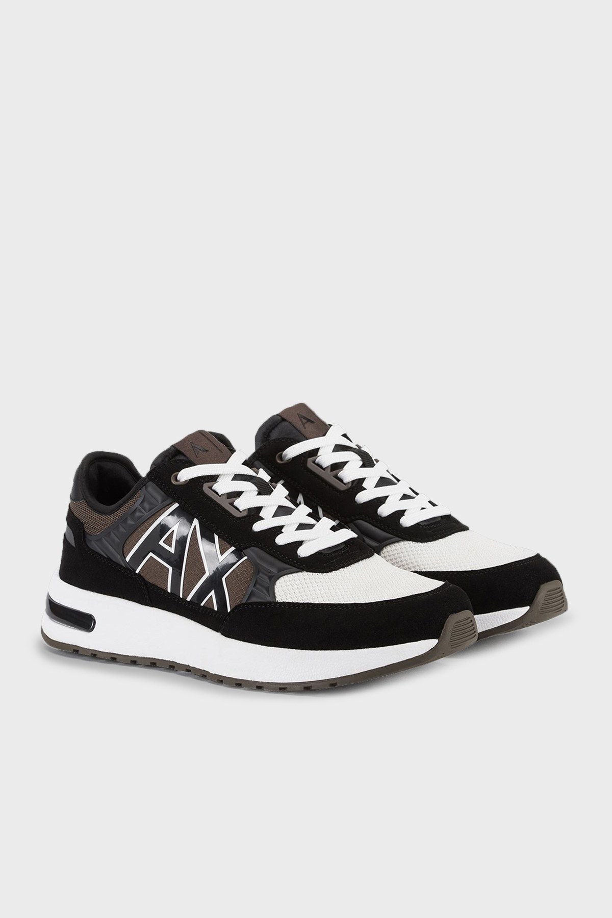Armani Exchange Logolu Bağcıklı Sneaker Erkek Ayakkabı XUX090 XV276 K610 SİYAH-BEYAZ