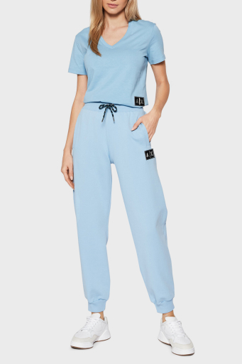 Armani Exchange Logolu Belden Bağlamalı % 100 Pamuk Bayan Pantolon 3LYP75 YJ6UZ 15BL AÇIK MAVİ - 6