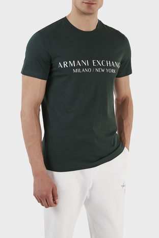 Armani Exchange - Armani Exchange Logolu Bisiklet Yaka Pamuklu Slim Fit Erkek T Shirt 8NZT72 Z8H4Z 1882 YEŞİL (1)