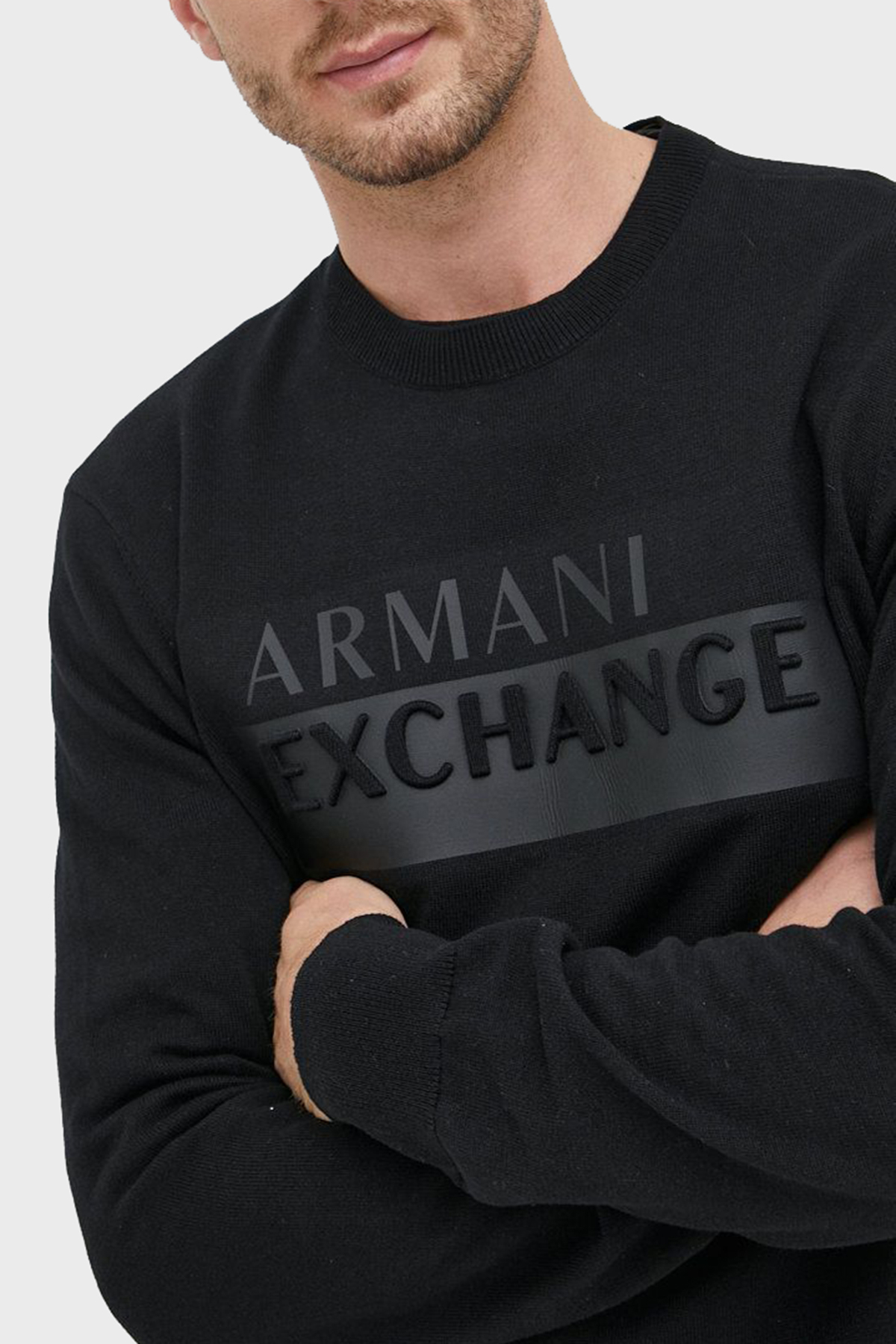 Armani Exchange Logolu Bisiklet Yaka Pamuklu Triko Erkek Kazak 6LZM2D ZMX8Z 1200 SİYAH