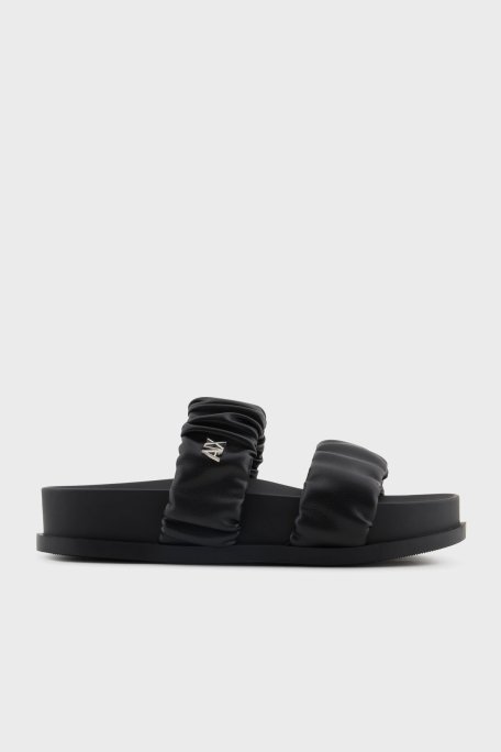 Armani Exchange Logolu Çift Bantlı Büzgü Detaylı Bayan Terlik XDP062 XV926 00002 SİYAH - 1