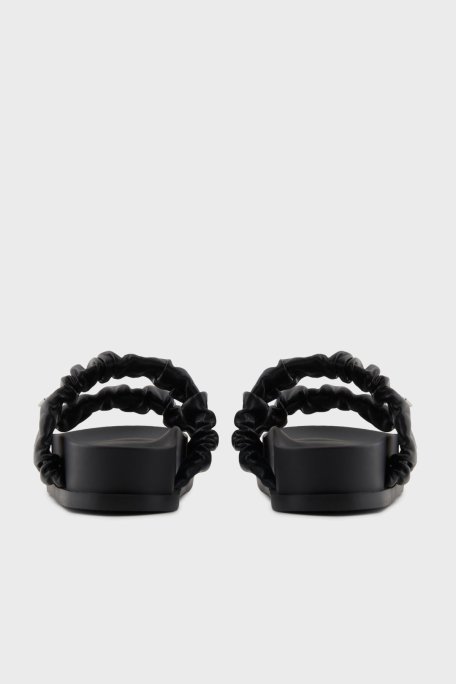 Armani Exchange Logolu Çift Bantlı Büzgü Detaylı Bayan Terlik XDP062 XV926 00002 SİYAH - 5