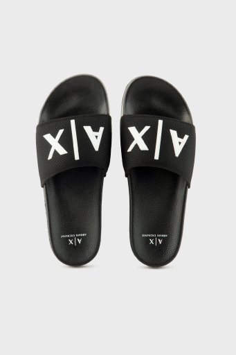 Armani Exchange Logolu Erkek Terlik XUP001 XV820 S277 SİYAH-BEYAZ - 14