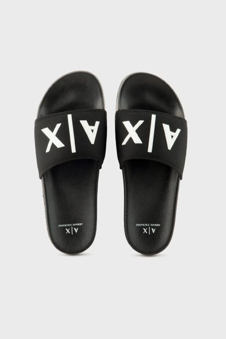 Armani Exchange Logolu Erkek Terlik XUP001 XV820 S277 SİYAH-BEYAZ - 2
