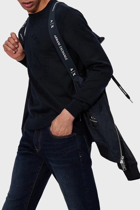 Armani Exchange Logolu Gizli Kapüşonlu Regular Fit Erkek Mont 8NZB60 ZN97Z 1583 LACİVERT - 4