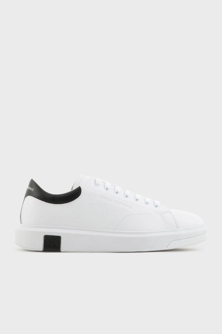 Armani Exchange Logolu Hakiki Deri Sneaker Erkek Ayakkabı XUX123 XV534 K488 BEYAZ-SİYAH - 7