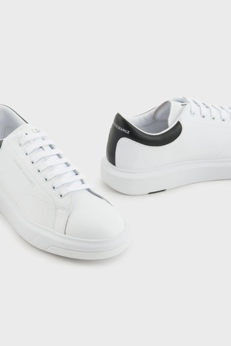 Armani Exchange Logolu Hakiki Deri Sneaker Erkek Ayakkabı XUX123 XV534 K488 BEYAZ-SİYAH - 11