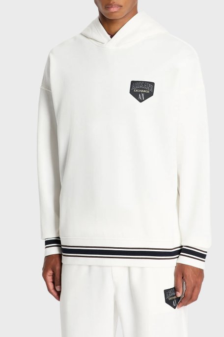 Armani Exchange Logolu Pamuklu Kapüşonlu Regular Fit Erkek Sweat 6RZMJF ZJDPZ 1116 BEYAZ - 1