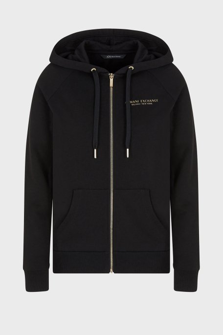 Armani Exchange Logolu Pamuklu Regular Fit Kapüşonlu Bayan Sweat 8NYM28 YJE5Z 52AK SİYAH-GOLD - 5