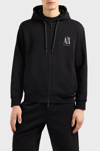 Armani Exchange Logolu Pamuklu Regular Fit Kapüşonlu Erkek Sweat XM000371 AF10818 UC001 SİYAH - 1