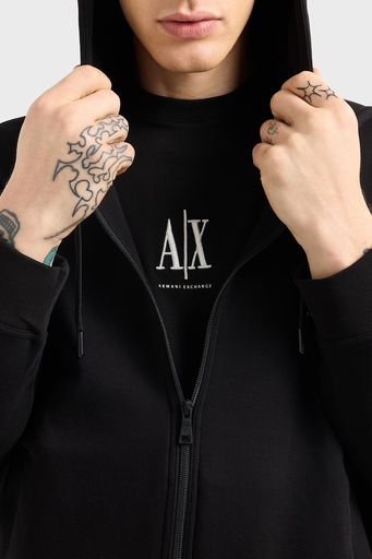 Armani Exchange Logolu Pamuklu Regular Fit Kapüşonlu Erkek Sweat XM000371 AF10818 UC001 SİYAH - 4