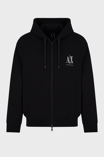Armani Exchange Logolu Pamuklu Regular Fit Kapüşonlu Erkek Sweat XM000371 AF10818 UC001 SİYAH - 5
