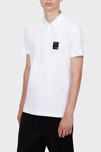 Armani Exchange Logolu Pamuklu Slim Fit T Shirt Erkek Polo 6KZFFM ZJEAZ 1100 BEYAZ
