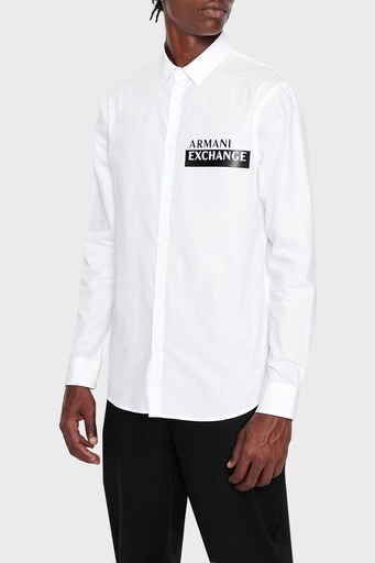 Armani Exchange Logolu Regular Fit % 100 Pamuk Erkek Gömlek 6LZC36 ZNVMZ 1100 BEYAZ