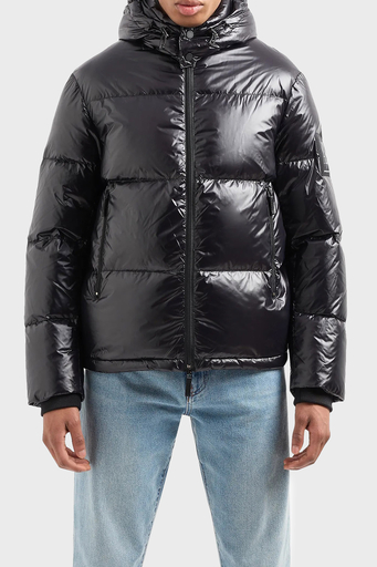 Armani Exchange Logolu Regular Fit Dik Yaka Kuş Tüyü Dolgulu Şişme Erkek Mont 8NZB70 ZNYNZ 1200 SİYAH - 1