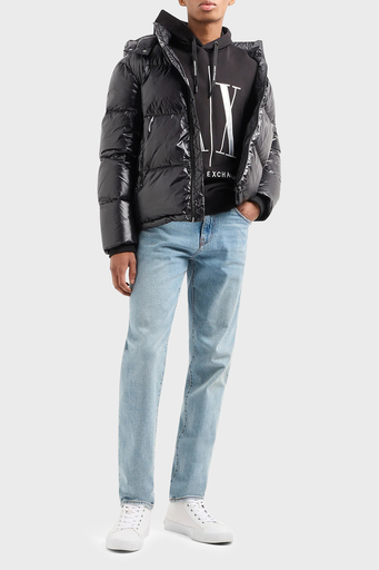 Armani Exchange Logolu Regular Fit Dik Yaka Kuş Tüyü Dolgulu Şişme Erkek Mont 8NZB70 ZNYNZ 1200 SİYAH - 3