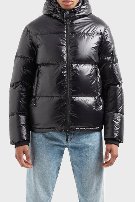 Armani Exchange Logolu Regular Fit Dik Yaka Kuş Tüyü Dolgulu Şişme Erkek Mont 8NZB70 ZNYNZ 1200 SİYAH - 1