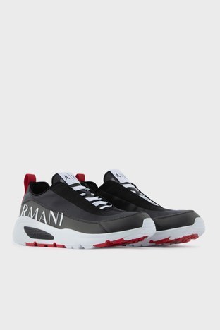 Armani Exchange - Armani Exchange Logolu Sneaker Erkek Ayakkabı XUX120 XV531 K001 SİYAH (1)