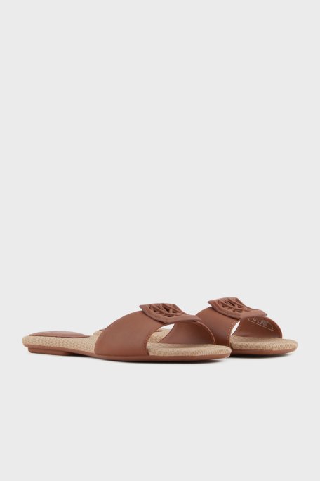 Armani Exchange Logolu Tek Bantlı Bayan Terlik XDP055 XV921 01816 CAMEL - 2