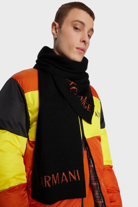 Armani Exchange Logolu Yün Karışımlı Erkek Atkı 954603 3F301 03620 SİYAH - 2