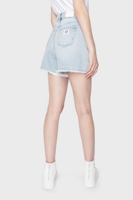 Armani Exchange Organik Pamuklu Yırtık Detaylı Yüksek Bel Kot Bayan Short 3RYJ73 Y1NRZ 1500 AÇIK MAVİ - 2