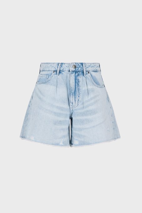 Armani Exchange Organik Pamuklu Yırtık Detaylı Yüksek Bel Kot Bayan Short 3RYJ73 Y1NRZ 1500 AÇIK MAVİ - 4