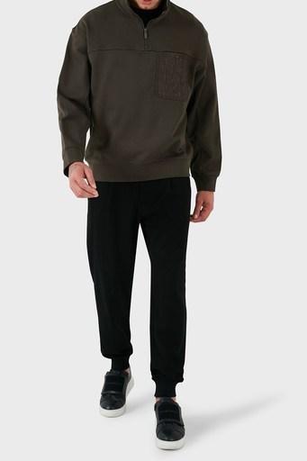 Armani Exchange Pamuk Karışımlı Regular Fit Yarım Fermuarlı Dik Yaka Erkek Sweat 6DZMHL ZJ4XZ 1897 HAKİ - 3