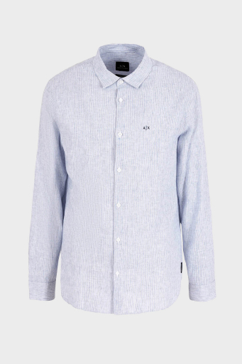 Armani Exchange Pamuk ve Keten Karışımlı Regular Fit Erkek Gömlek 3DZC32 ZN4LZ 61AH AÇIK MAVİ - 5