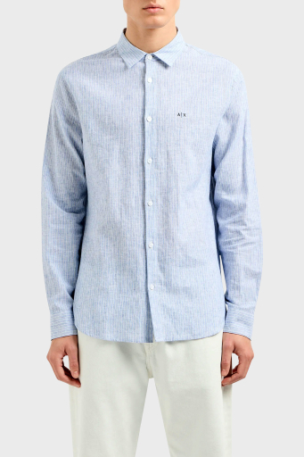 Armani Exchange Pamuk ve Keten Karışımlı Regular Fit Erkek Gömlek 3DZC32 ZN4LZ 61AH AÇIK MAVİ - 6