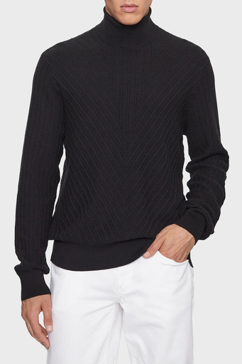 Armani Exchange Pamuk ve Yün Karışımlı Regular Fit Balıkçı Yaka Erkek Kazak 6RZM2J ZM3FZ 1200 SİYAH - 1