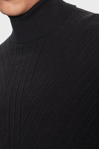 Armani Exchange Pamuk ve Yün Karışımlı Regular Fit Balıkçı Yaka Erkek Kazak 6RZM2J ZM3FZ 1200 SİYAH - 4