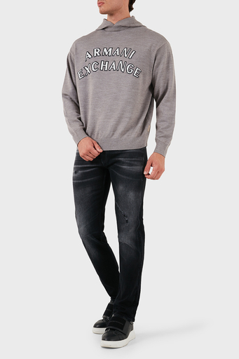 Armani Exchange Pamuk ve Yün Karışımlı Regular Fit Kapüşonlu Erkek Kazak 6DZM2Y ZM4NZ 17AC GRİ - 3
