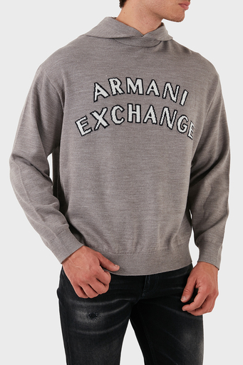 Armani Exchange Pamuk ve Yün Karışımlı Regular Fit Kapüşonlu Erkek Kazak 6DZM2Y ZM4NZ 17AC GRİ - 4