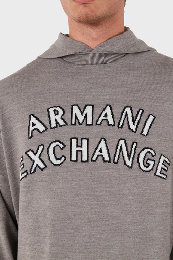 Armani Exchange Pamuk ve Yün Karışımlı Regular Fit Kapüşonlu Erkek Kazak 6DZM2Y ZM4NZ 17AC GRİ - 5