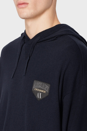 Armani Exchange Pamuk ve Yün Karışımlı Regular Fit Kapüşonlu Erkek Kazak 6RZM2A ZM3FZ 1510 LACİVERT - 7