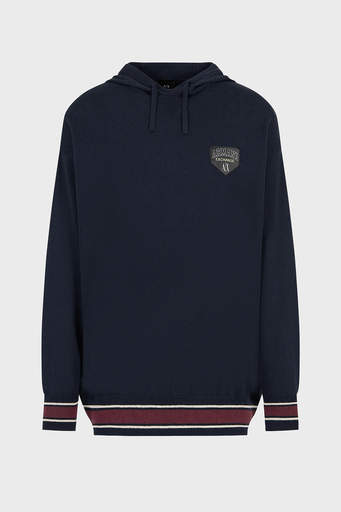 Armani Exchange Pamuk ve Yün Karışımlı Regular Fit Kapüşonlu Erkek Kazak 6RZM2A ZM3FZ 1510 LACİVERT - 8