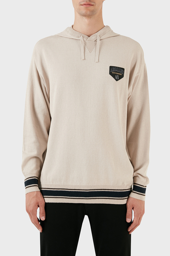 Armani Exchange Pamuk ve Yün Karışımlı Regular Fit Kapüşonlu Erkek Kazak 6RZM2A ZM3FZ 1934 BEJ - 1
